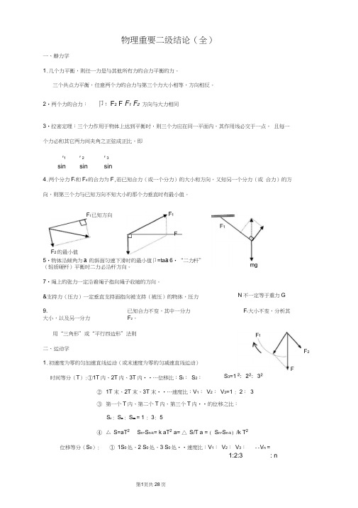 高中物理重要二级结论(全)