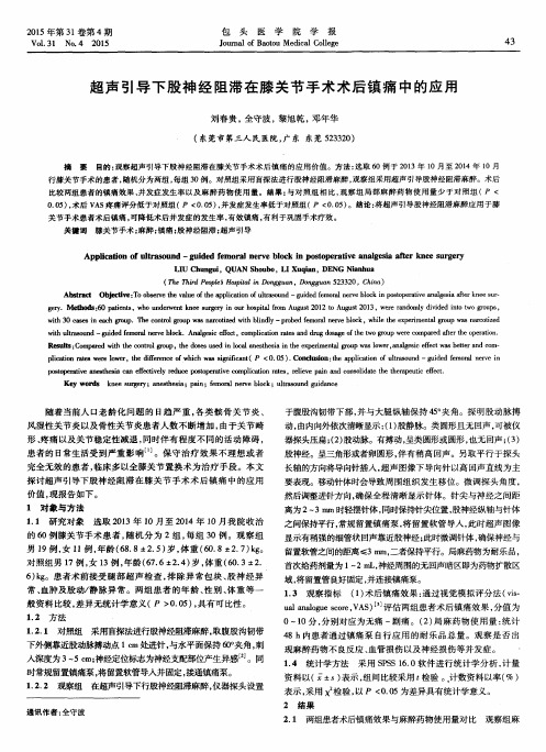 超声引导下股神经阻滞在膝关节手术术后镇痛中的应用
