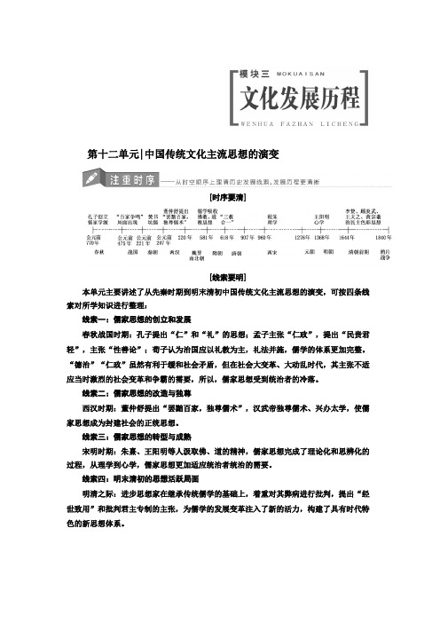 [备考资料]2020届一轮复习人教版   中国传统文化主流思想的演变   教案.doc