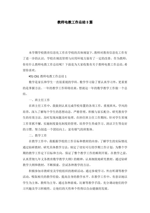 教师电教工作总结5篇