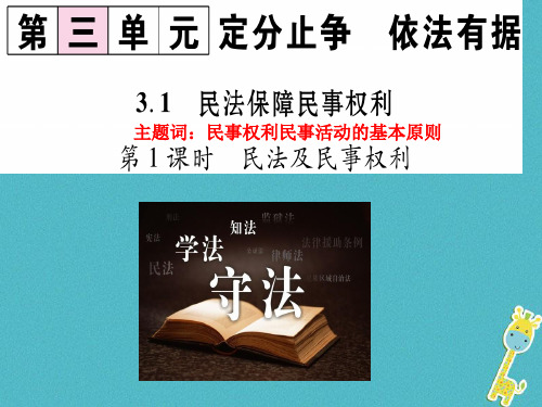 2017八年级道德与法治上册 第三单元 定分止争 依法有据 3.1 民法保障民事权利 第1框 民法及民事权利讲义 粤