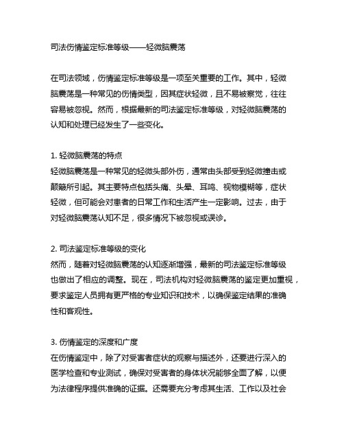 司法伤情鉴定标准等级 轻微脑震荡