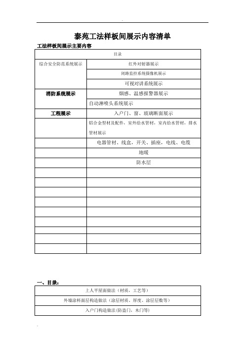 工法样板间展示内容清单图解