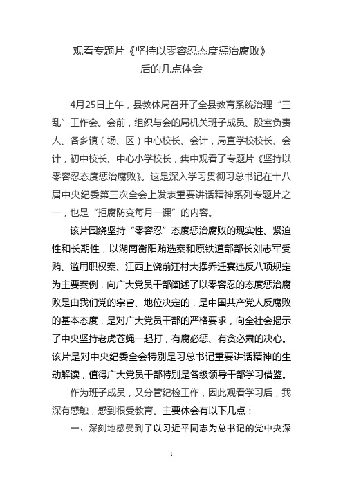 观看专题片坚持反对腐败零容忍心得体会