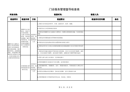 门诊服务管理督导检查表