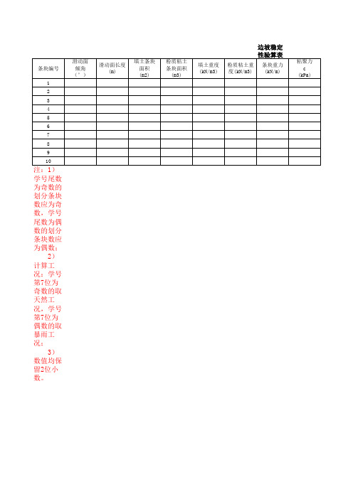 边坡稳定性验算Excel表