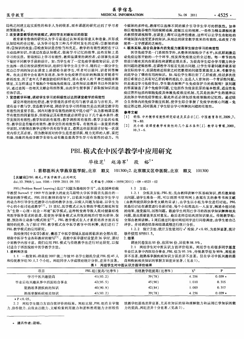 PBL模式在中医学教学中应用研究