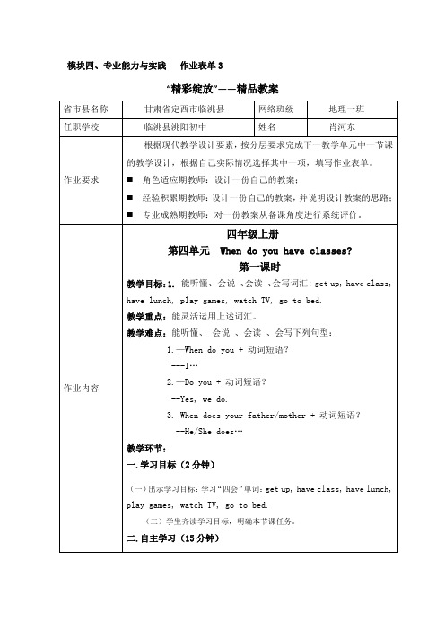 作业表单3“精彩绽放”--精品教案