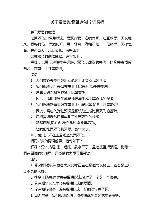 关于爱情的成语造句字词解析