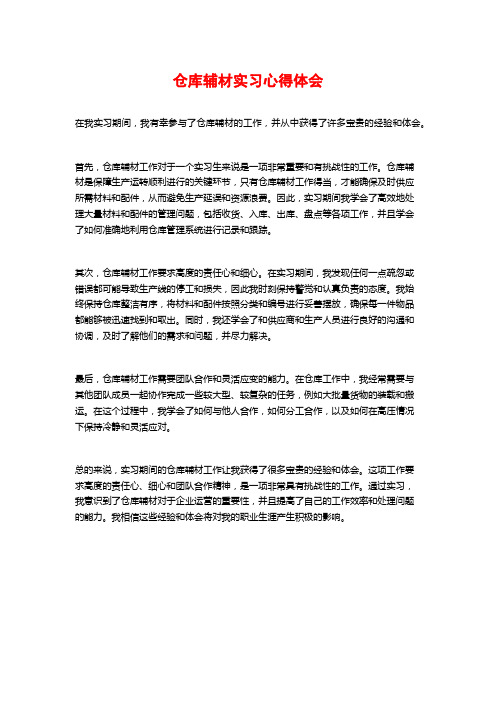 仓库辅材实习心得体会