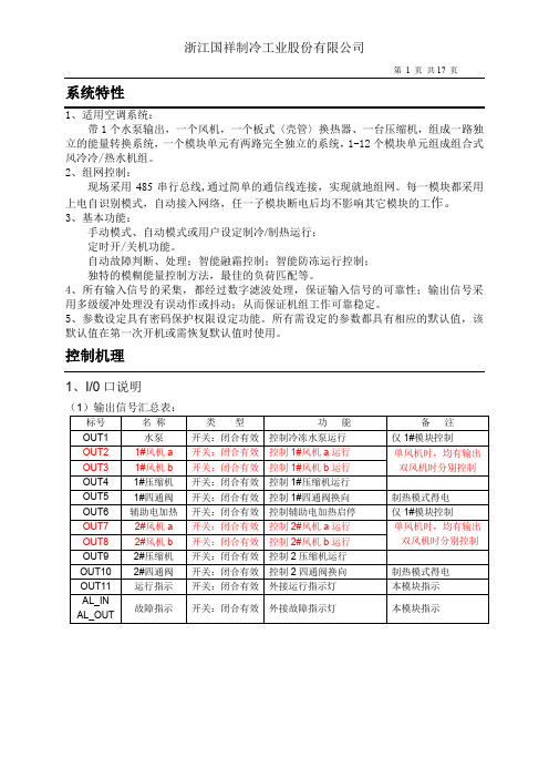 国祥模块机控制器规格书