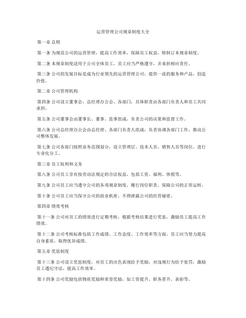 运营管理公司规章制度大全