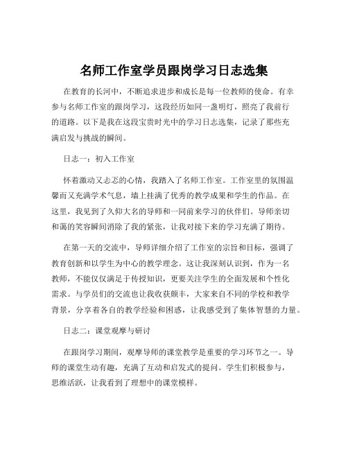 名师工作室学员跟岗学习日志选集