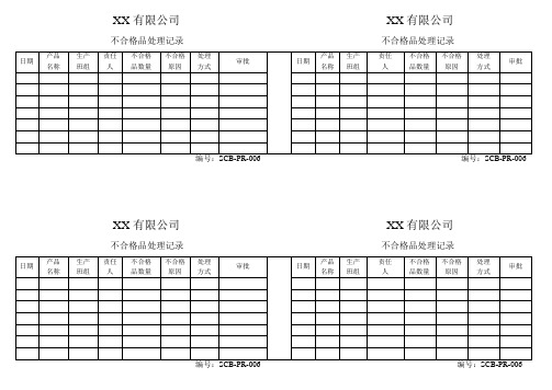 不合格品处理记录