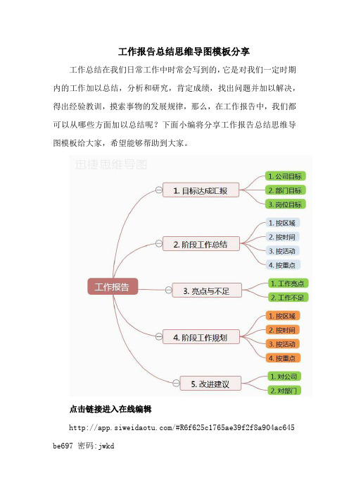 工作报告总结思维导图模板分享