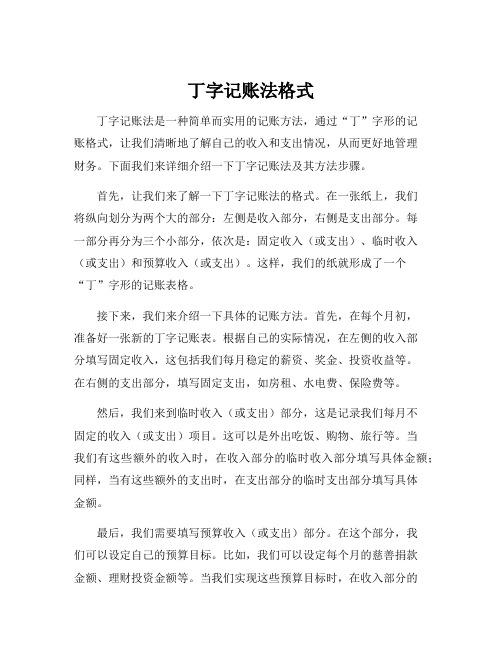 丁字记账法格式