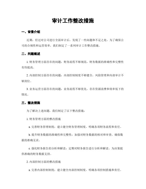 审计工作整改措施