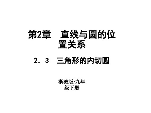 2018-2019学年浙教版九年级数学下册习题课件：2.3 三角形的内切圆 (共12张PPT)