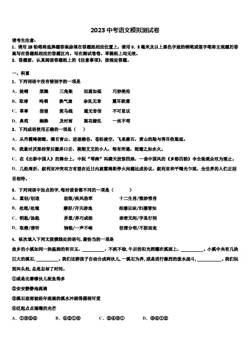 河南省洛阳市涧西区洛阳市2023学年中考语文押题卷(含答案解析)