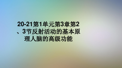 20-21第1单元第3章第2、3节反射活动的基本原理人脑的高级功能