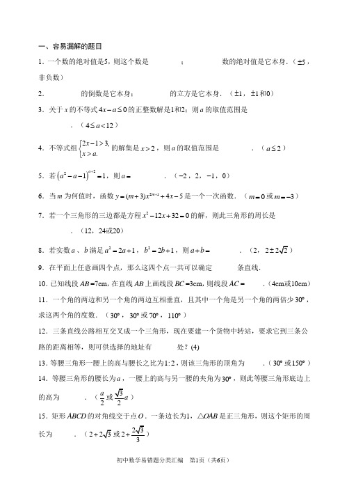 湖南四大名校内部资料中考数学综合复习