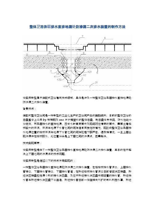 整体卫浴异层排水直排地漏处防渗漏二次排水装置的制作方法及专利技术