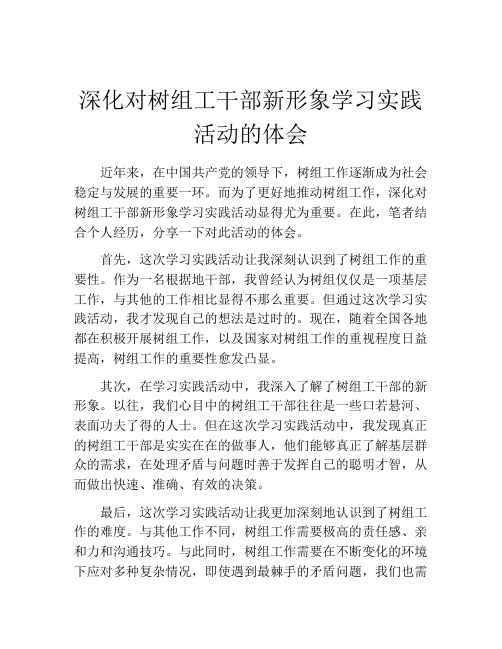 深化对树组工干部新形象学习实践活动的体会