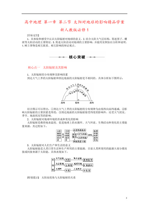 高中地理 第一章 第二节 太阳对地球的影响精品学案 新人教版必修1