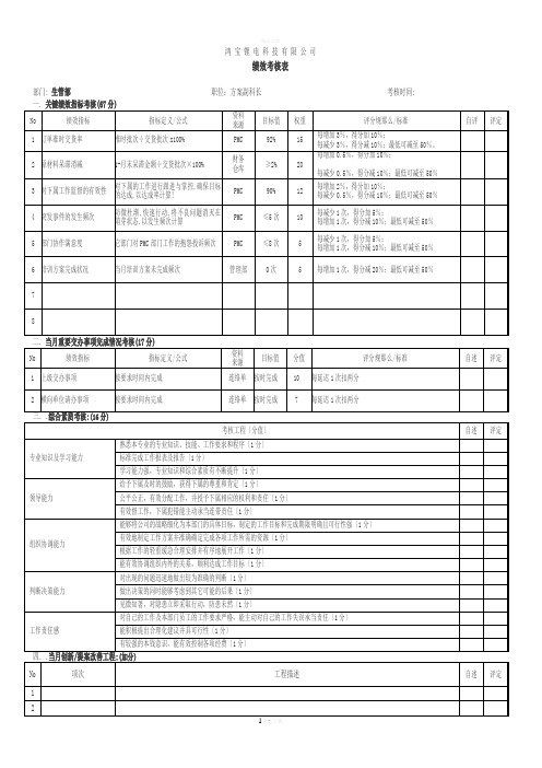 PMC绩效考核表