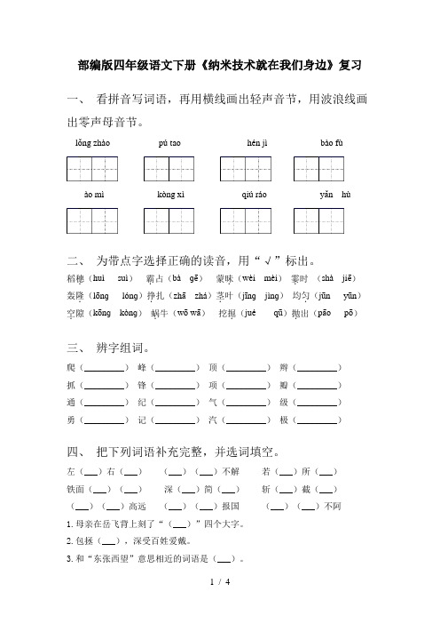 部编版四年级语文下册《纳米技术就在我们身边》复习