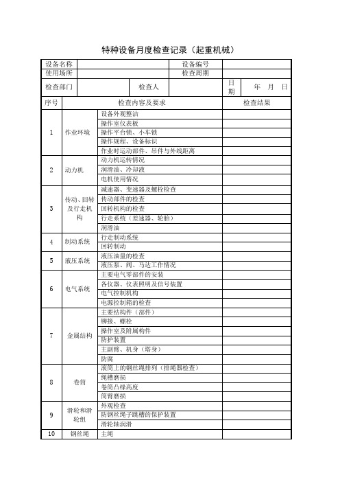 特种设备月度、年度定期检查记录