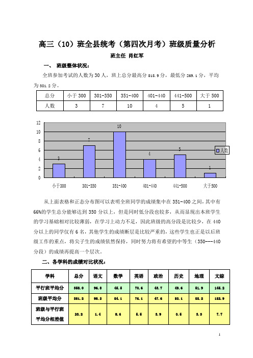 (完整版)2018高三(10)班统考班级成绩分析