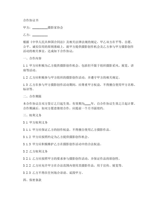 与摄影家协会合作协议书