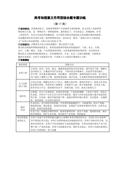 高中地理意义影响型答题思路