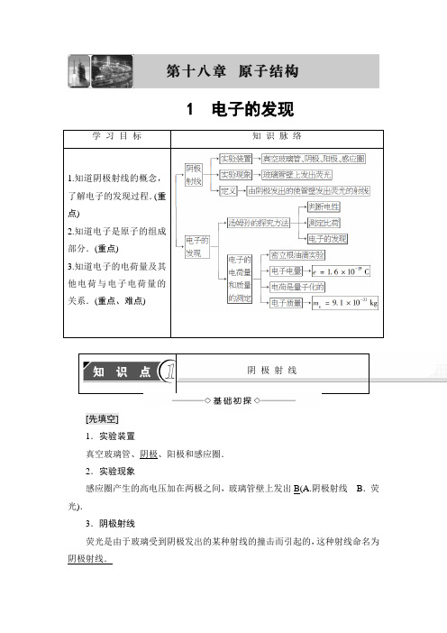 高中物理人教版选修3-5教师用书：第18章+1 电子的发现+Word版含解析(2篇)