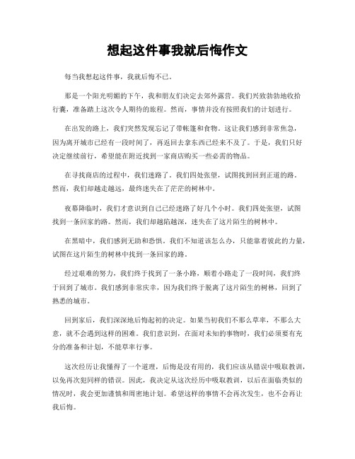 想起这件事我就后悔作文