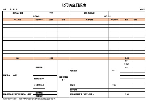 资金日报表Excel模板