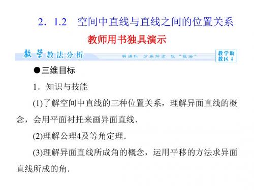 数学(人教A版)必修二课件：2.1.2 空间中直线与直线之间的位置关系