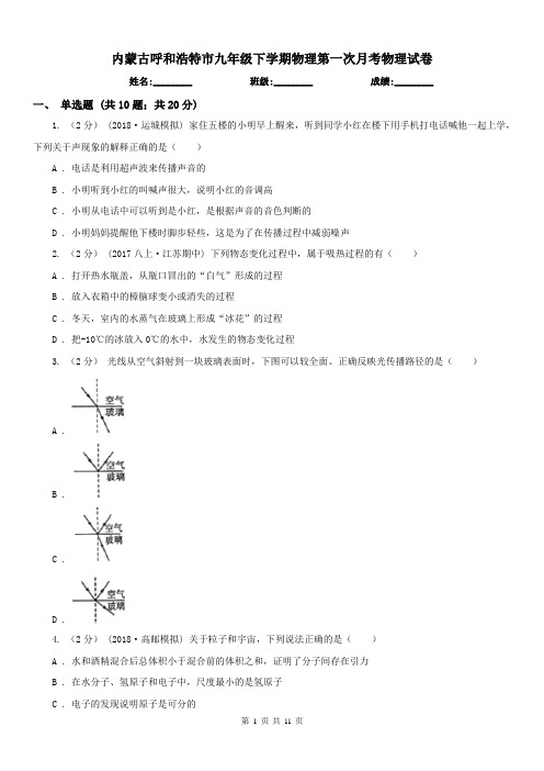 内蒙古呼和浩特市九年级下学期物理第一次月考物理试卷