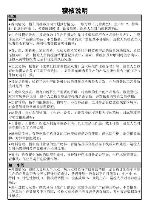 车间现场巡查稽核表