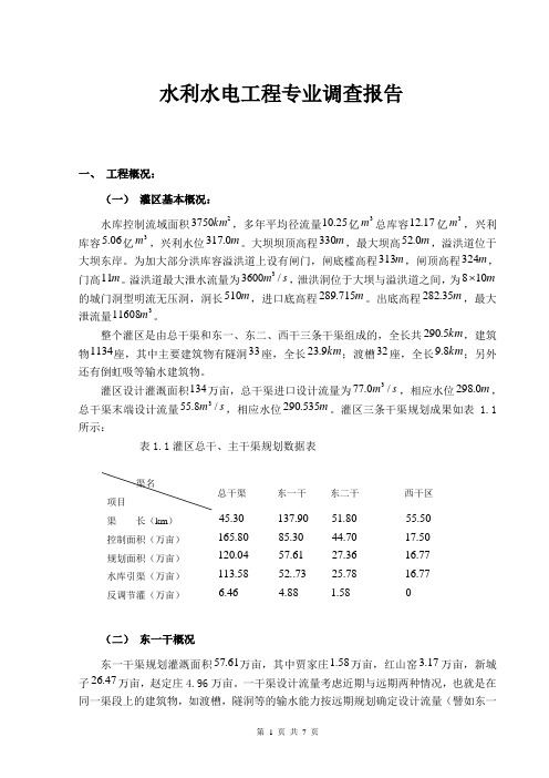 水利水电工程专业调查报告