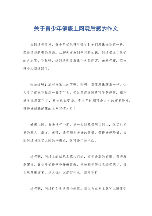 关于青少年健康上网观后感的作文