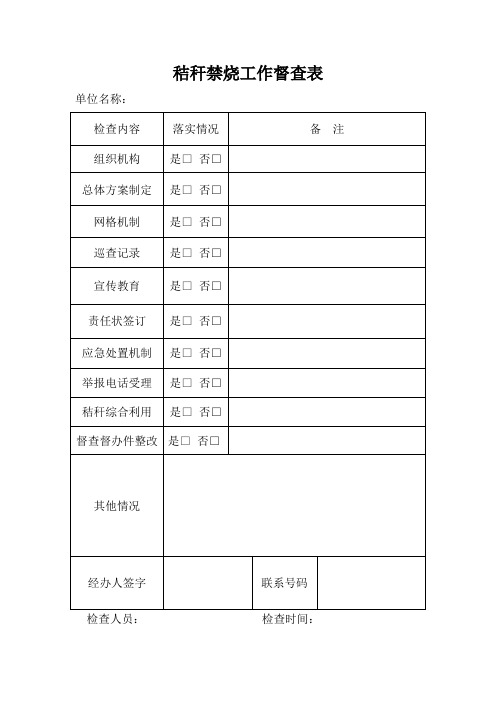 秸秆禁烧情况检查表