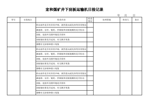 煤矿井下刮板运输机日检记录