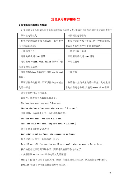 广东省天河区2016届高考英语二轮复习语法精讲精炼定语从句02