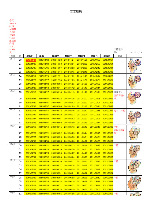 宝宝周历-孕周表