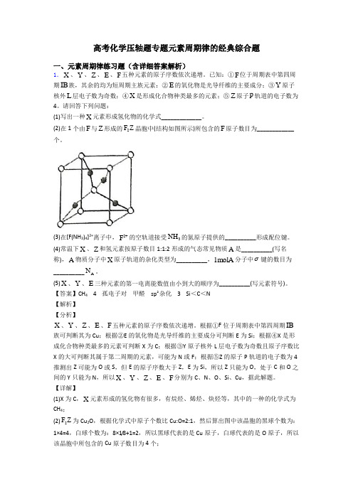 高考化学压轴题专题元素周期律的经典综合题