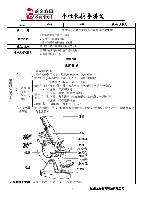 观察细胞显微镜的使用临时装片的制作辅导解析