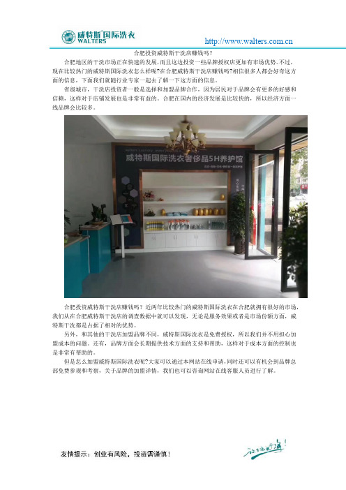 合肥投资威特斯干洗店赚钱吗？