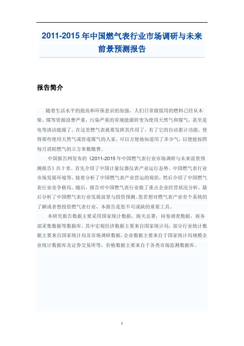 中国燃气表行业市场调研报告